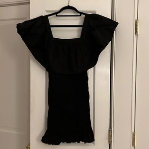 Solid & Striped Black Ruched Mini Dress